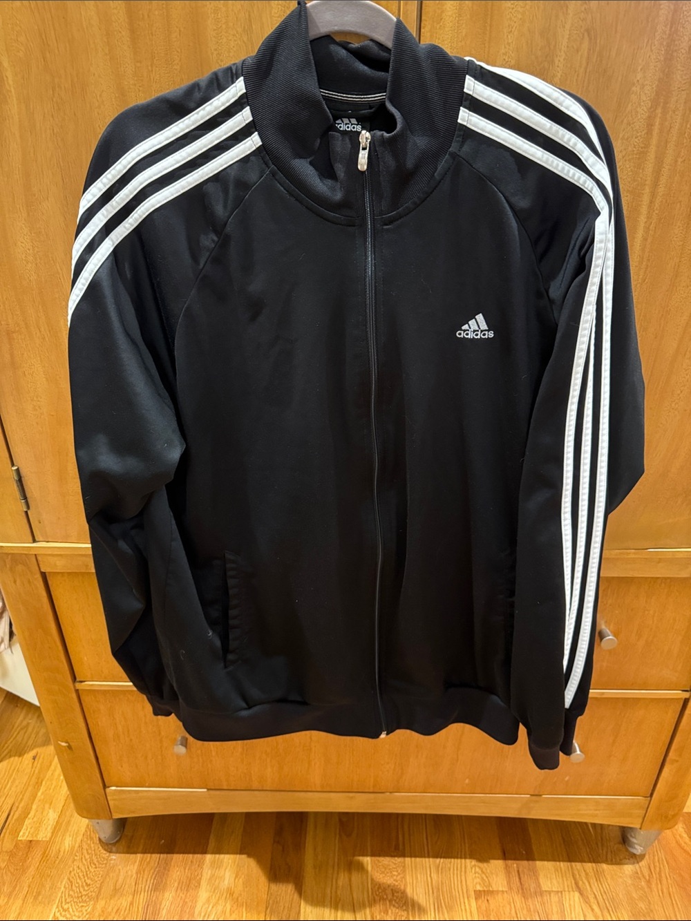 adidas Black Jacket with White 3-Stripes